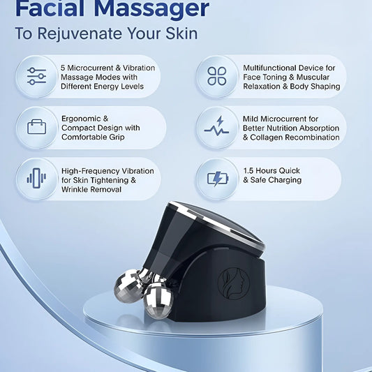 Microcurrent Face Massager Roller - Skin Tightening & Rejuvenation Tool