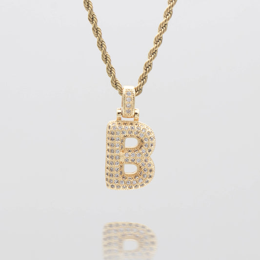 Pave Bubble Letter Initial Necklace