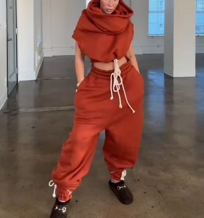 Cloud Teddy Vest Super Jogging Pants 2-Piece Set