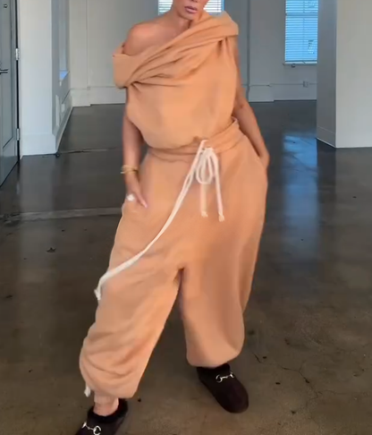 Cloud Teddy Vest Super Jogging Pants 2-Piece Set