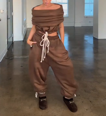 Cloud Teddy Vest Super Jogging Pants 2-Piece Set