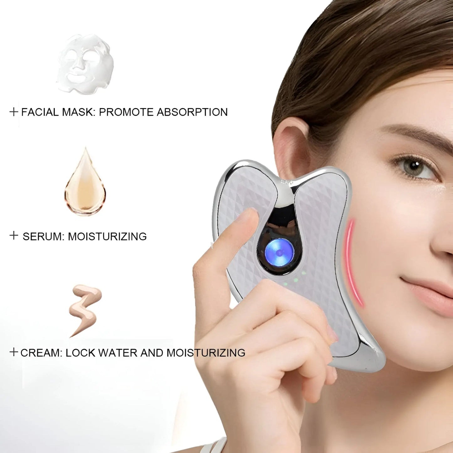 Gua Sha Tool for Face Sculpting with Red Light Mode