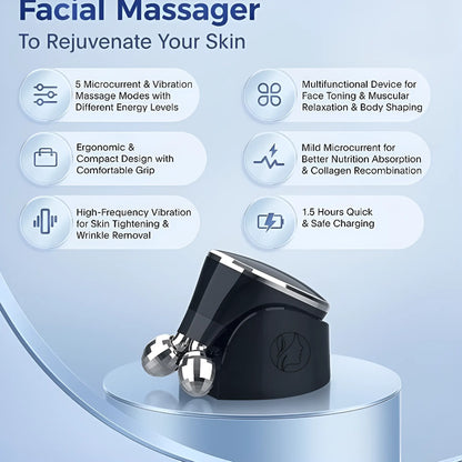 Microcurrent Face Massager Roller - Skin Tightening & Rejuvenation Tool