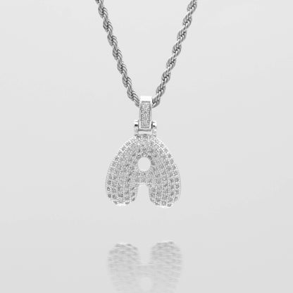 Pave Bubble Letter Initial Necklace