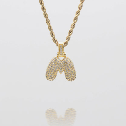 Pave Bubble Letter Initial Necklace