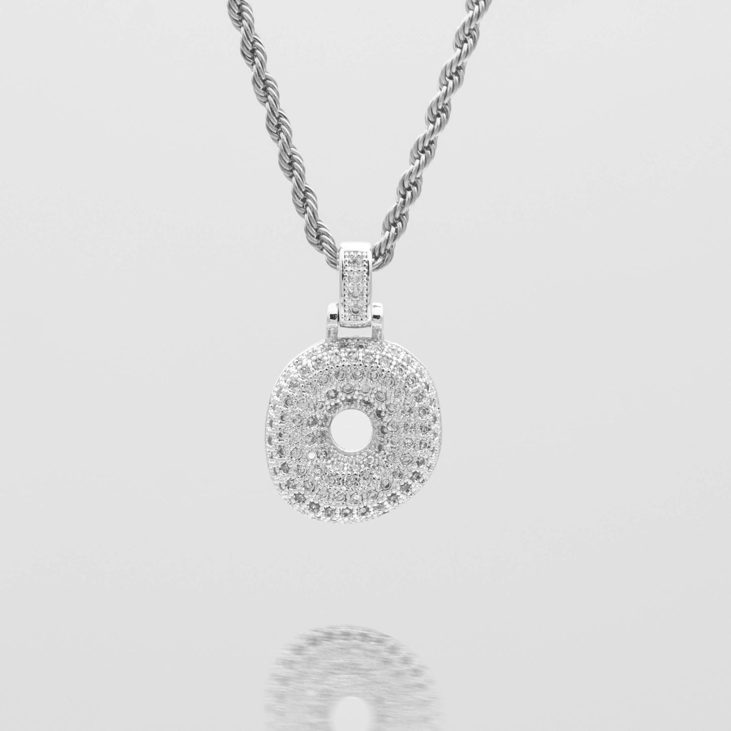 Pave Bubble Letter Initial Necklace