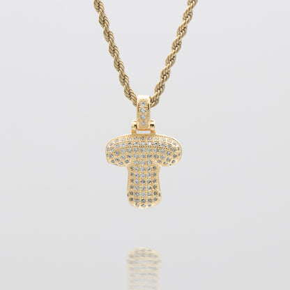 Pave Bubble Letter Initial Necklace