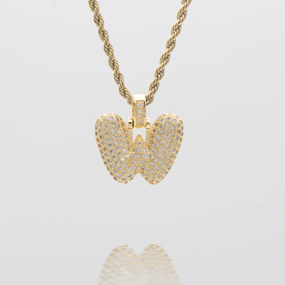 Pave Bubble Letter Initial Necklace