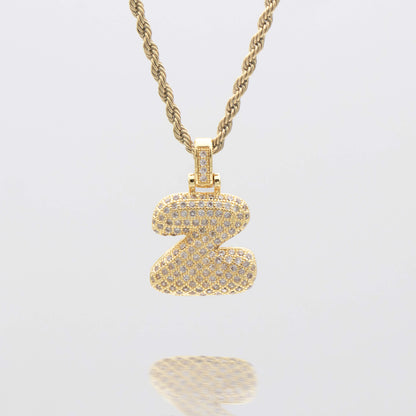 Pave Bubble Letter Initial Necklace