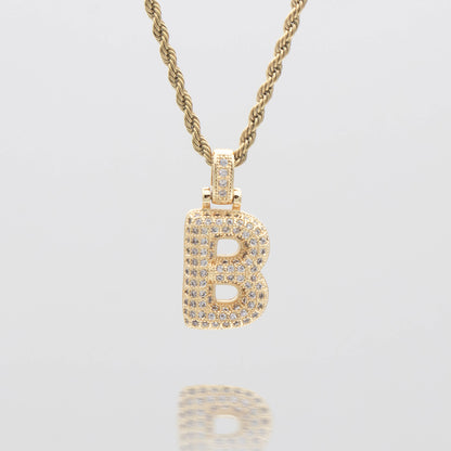 Pave Bubble Letter Initial Necklace