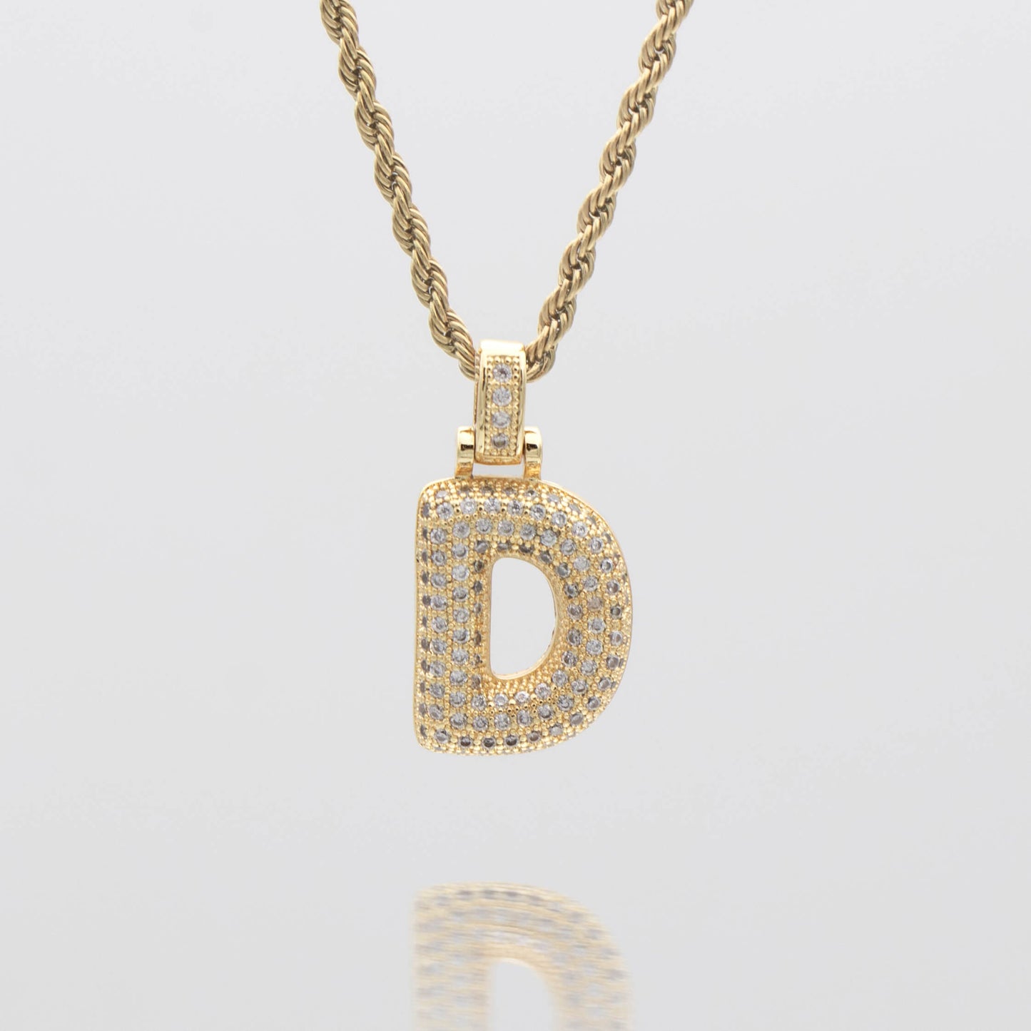 Pave Bubble Letter Initial Necklace