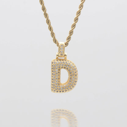 Pave Bubble Letter Initial Necklace