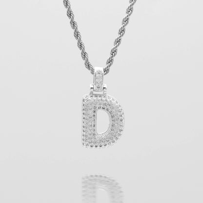 Pave Bubble Letter Initial Necklace
