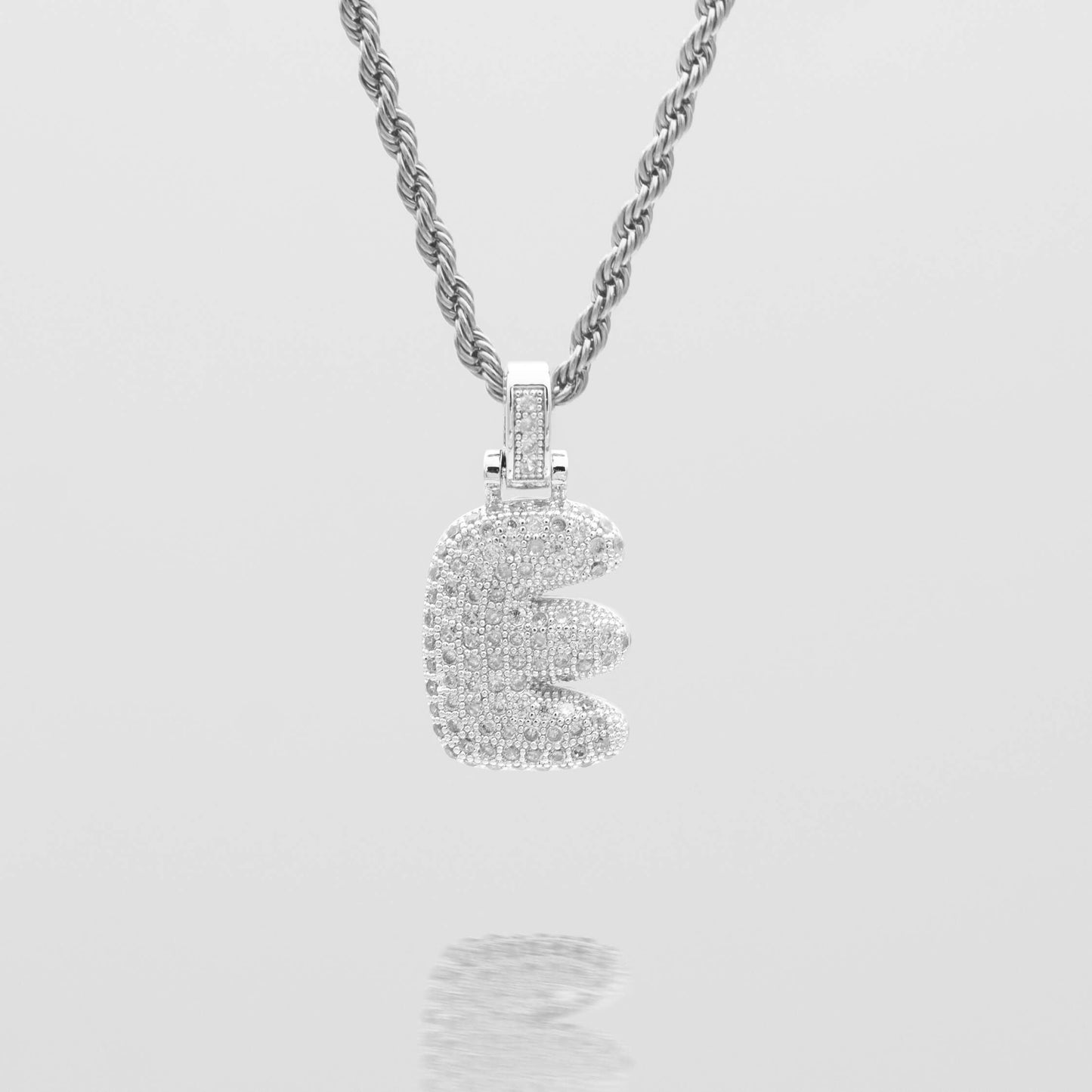 Pave Bubble Letter Initial Necklace