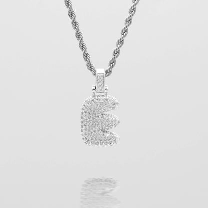 Pave Bubble Letter Initial Necklace