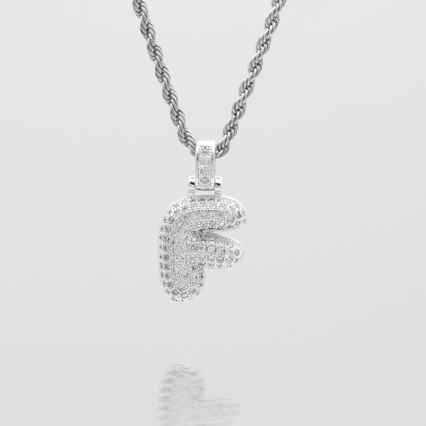 Pave Bubble Letter Initial Necklace