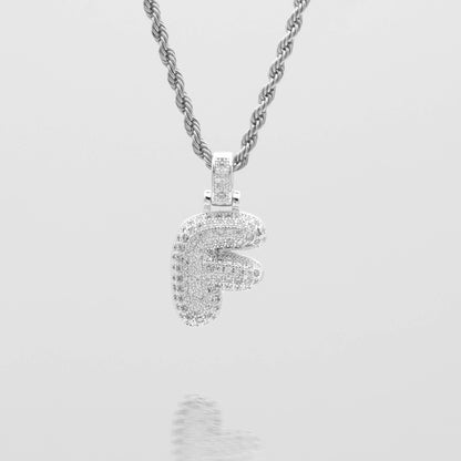 Pave Bubble Letter Initial Necklace