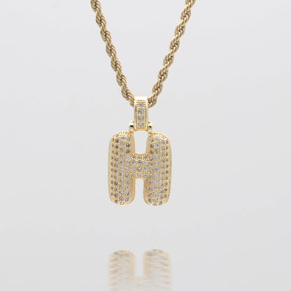 Pave Bubble Letter Initial Necklace