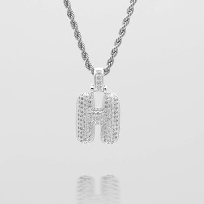 Pave Bubble Letter Initial Necklace