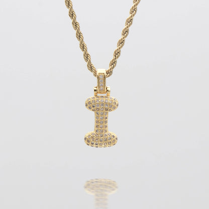Pave Bubble Letter Initial Necklace
