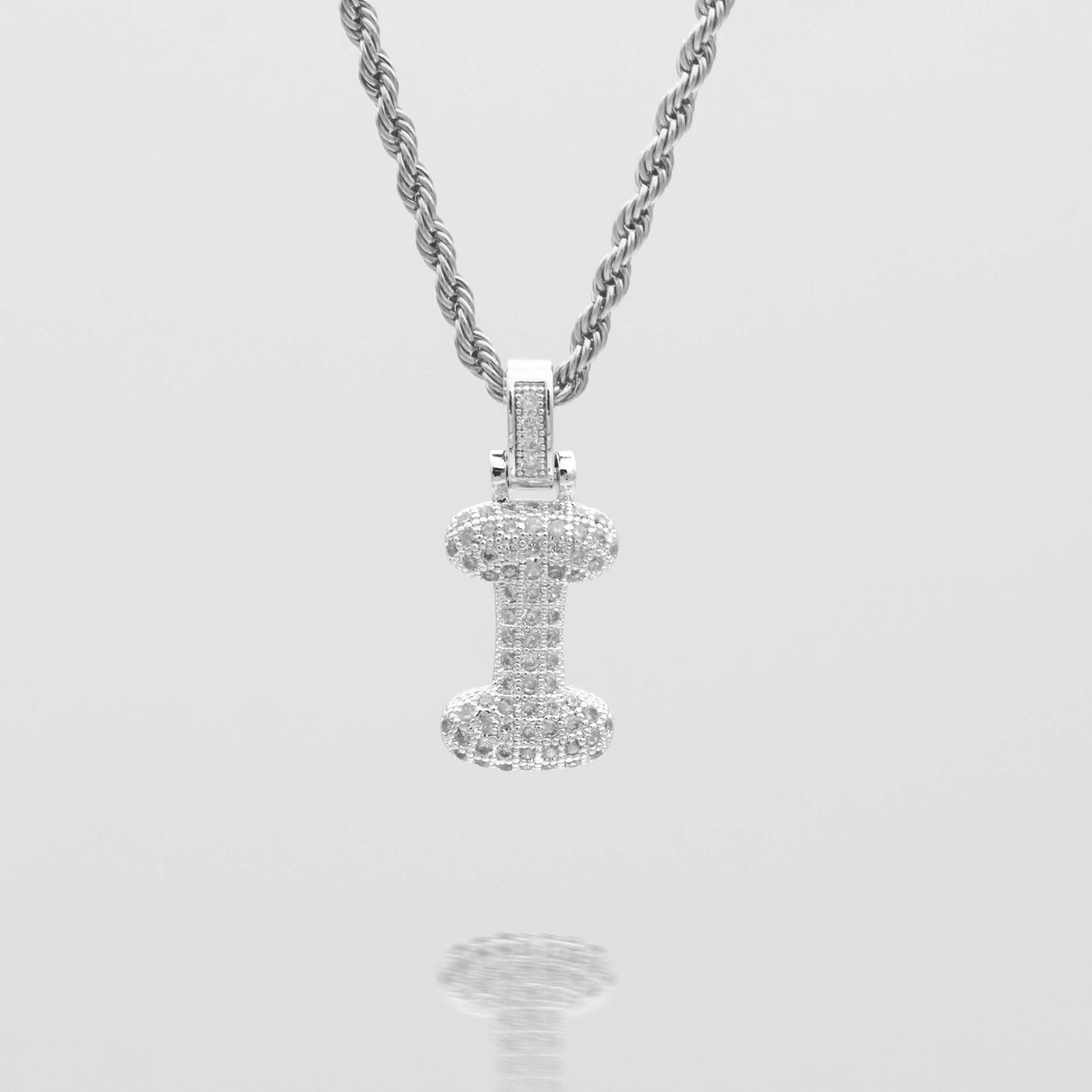 Pave Bubble Letter Initial Necklace