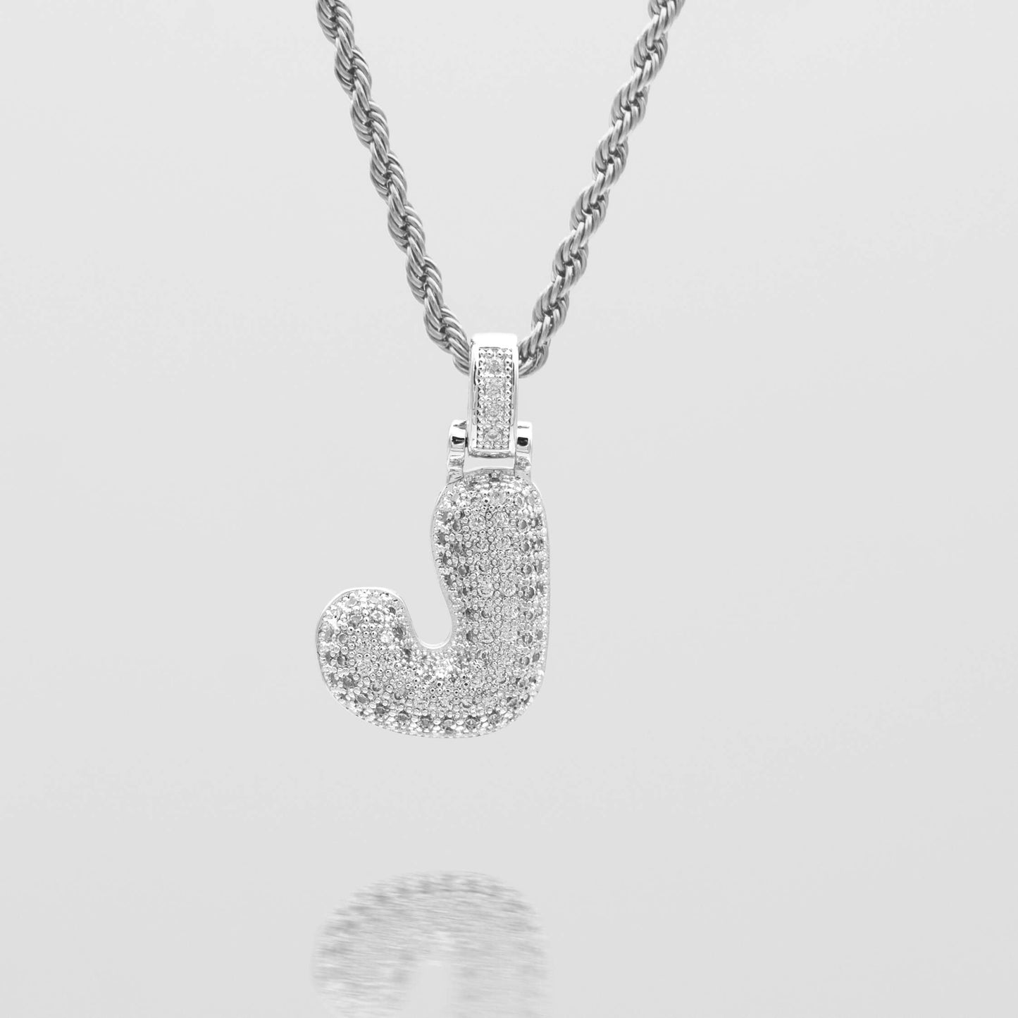 Pave Bubble Letter Initial Necklace
