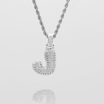 Pave Bubble Letter Initial Necklace
